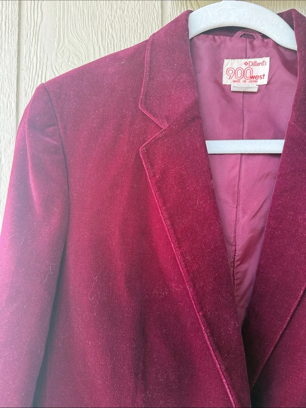 Vintage Dillards 900 West Velvet Feel Women's Blazer Jacket - Burgundy